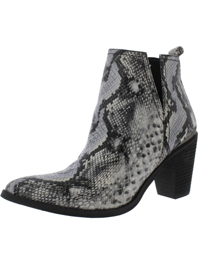 Volatile Gavin Womens Faux Leather Pull On Ankle Boots In Grey