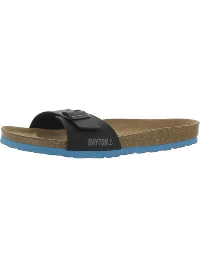 Bayton Zephyr Mens Leather Slip-on Slide Sandals In Black