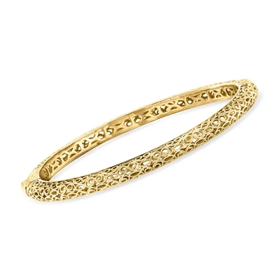 Ross-simons 18kt Gold Over Sterling Circle-patterned Filigree Bangle Bracelet. 7 Inches