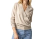LILLA P LONG SLEEVE WRAP FRONT SWEATER IN HUSK
