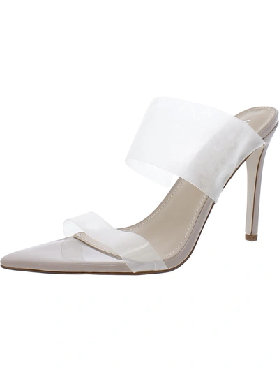 Vivianly Womens Patent Pointed Toe Pumps In White