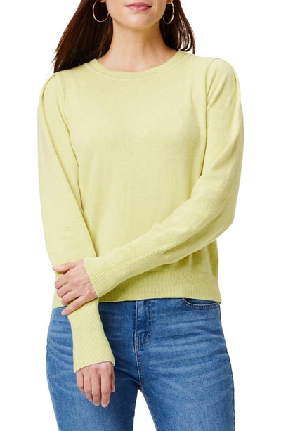 Nic + Zoe Femme Extended Cuff Long Sleeve Cotton Blend Jumper In Citrus