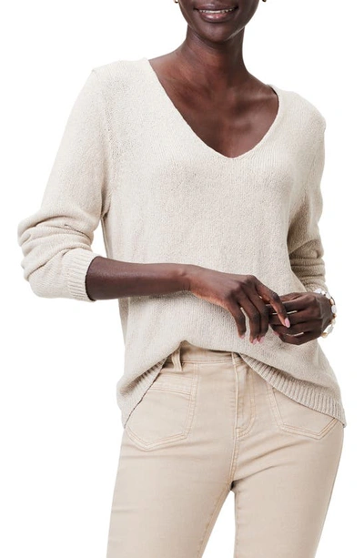 Nic + Zoe Nic+zoe V-neck Cotton Sweater In Chamois