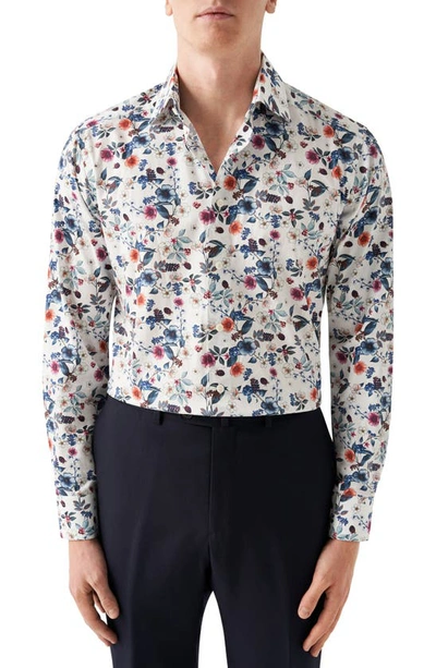 Eton Men's Slim Fit Floral Print Twill Shirt In Blue