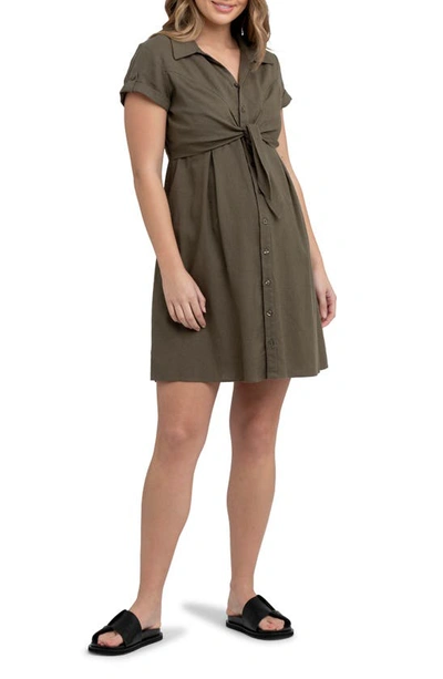 Ripe Maternity Colette Tie Up Dress In Olive