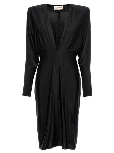 Alexandre Vauthier V-neck Jersey Dress In Black