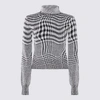 BURBERRY BURBERRY WHITE AND BLACK WOOL BLEND JUMPER