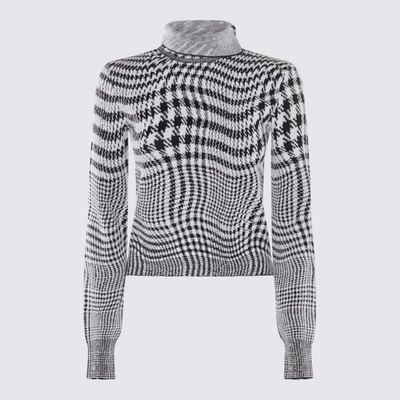 BURBERRY BURBERRY WHITE AND BLACK WOOL BLEND JUMPER