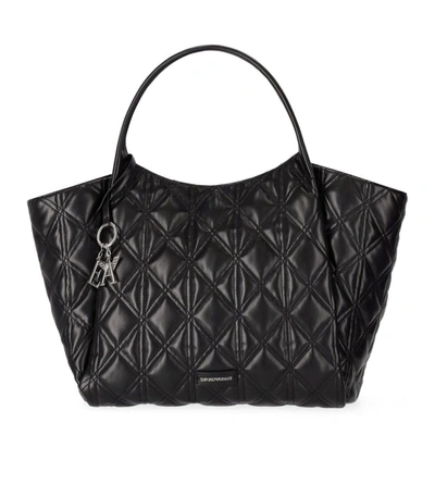 Ea7 Emporio Armani  Black Quilted Shopping Bag