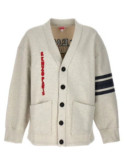 Kenzo Drawn Varsity Cardigan In Gris