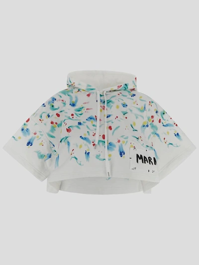 Marni Logo Patch Cropped Hoodie In Multi