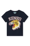 KENZO KIDS' TIGER LOGO COTTON GRAPHIC T-SHIRT