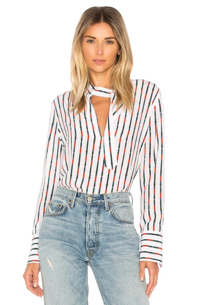 Equipment Woman Janelle Striped Washed-silk Blouse White