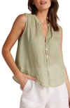 Bella Dahl Sleeveless Shirred Shoulder Blouse In Pale Palm In Pale Palm