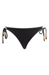 Topshop Textured Side Tie Bikini Bottoms In Black