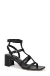Paige Gianna Knotted Leather Slingback Sandals In Black