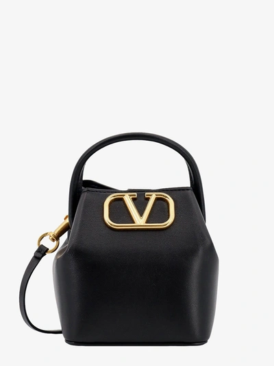 Valentino Garavani Vlogo Leather Bucket Bag In Black