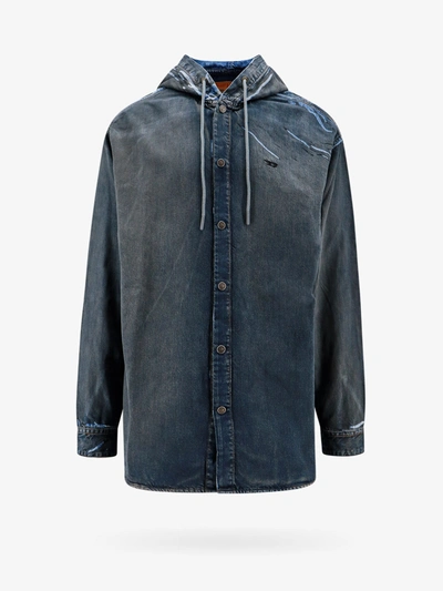 Diesel D-dewny-hood Shirt In Blue