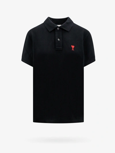 Ami Alexandre Mattiussi Ami Paris Men Black Polo Shirt With Adc Embroidery At The Front In Cotton Man