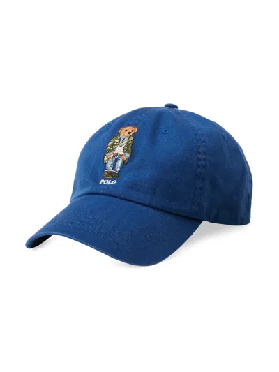 Polo Ralph Lauren Polo Bear-embroidered Cotton Cap In Cyan