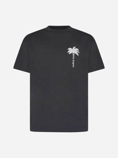 Palm Angels The Palm T-shirt In Dark Grey,off White