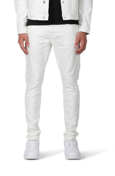 Purple Brand Optic White Distressed Skinny Jeans In White Film Monogram Jacquard