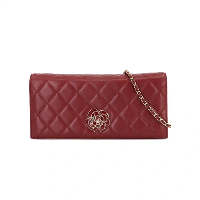 Pre-owned Chanel Camélia Red Leather Shoulder Bag ()
