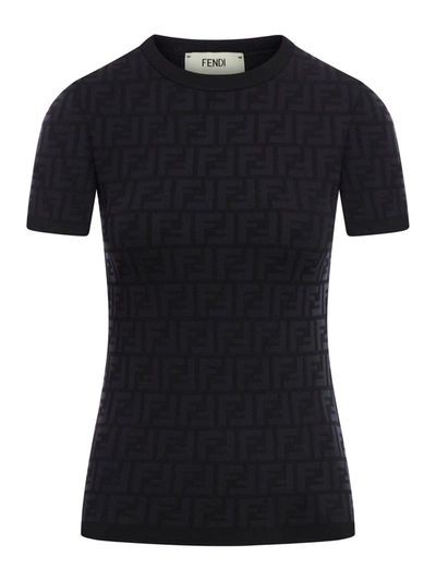 Fendi Pull Ff Viscose In Black