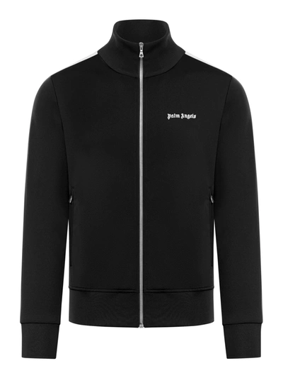 Palm Angels Black Striped Track Jacket In Black Off White