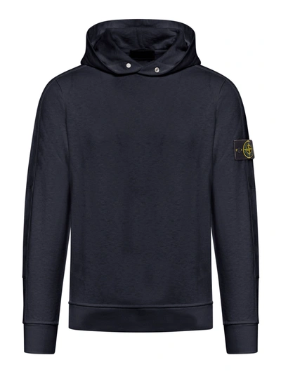 Stone Island Cotton Hoodie In Navy Blue