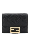 Fendi Nappa Tri-fold Micro Wallet In Black