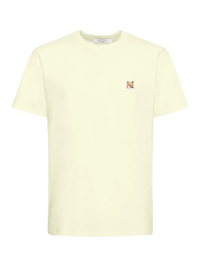 Maison Kitsuné Fox Head Patch Regular Tee Shirt In Yellow & Orange