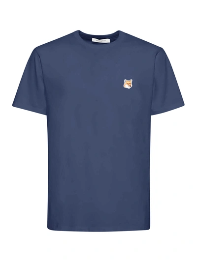 Maison Kitsuné Fox Head Patch Regular Tee Shirt In Blue