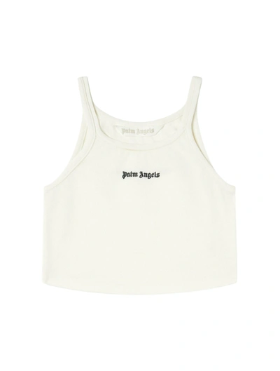 PALM ANGELS LOGO-PRINT CROPPED TANK TOP