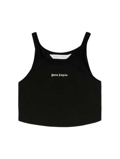 Palm Angels Logo-print Cropped Tank Top In Black