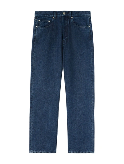 Palm Angels Logo-print Straight-leg Jeans In Blue