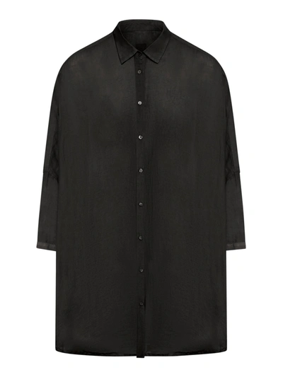 120% Lino Oversized Linen Shirt In Black