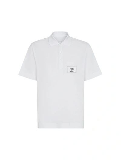 Fendi White Cotton Polo Shirt