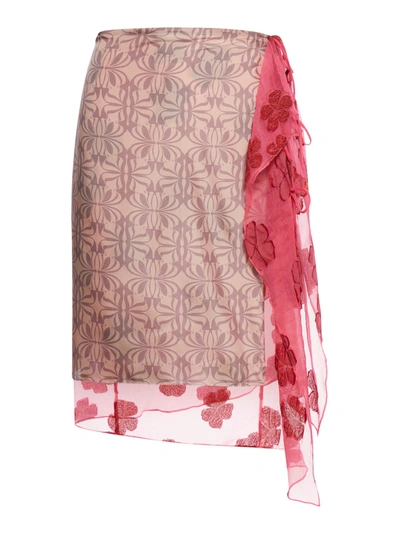 Dries Van Noten Printed Silk-blend Muslin Wrap Skirt In Pink & Purple