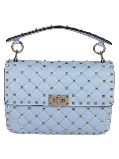 Valentino Garavani Rockstud Spike Foldover Top Shoulder Bag In Blue