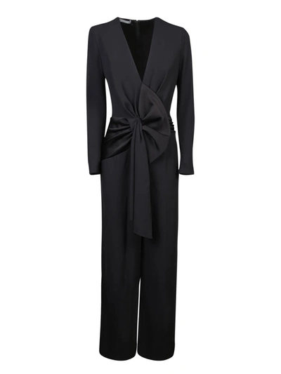 Alberta Ferretti V Neck Long Dress With Trousers Clothing In Black