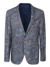 Etro Foliage Motif Blue Jacket In Blue