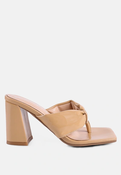 London Rag Phantom Ruched High Heeled Thong Sandals In Brown