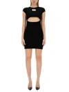 Moschino Logo Patch Cut-out Ribbed T-shirt Dress In Black