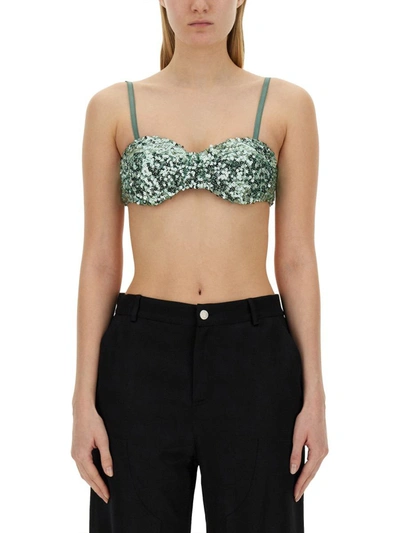Moschino Jeans Sequined Top In Baby Blue