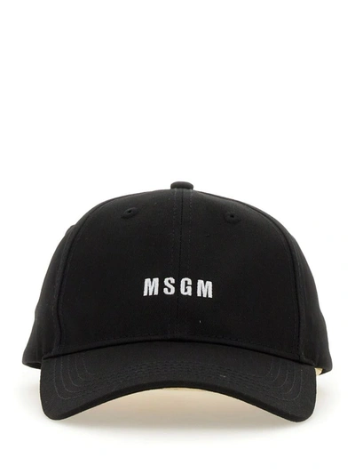 Msgm Baseball Hat With Logo In Black