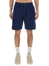 MSGM MSGM BERMUDA SHORTS WITH EMBROIDERED LOGO
