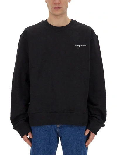 Msgm Logo-embroidered Cotton Sweatshirt In Black