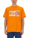 Msgm Logo Crew Neck T-shirt In Orange