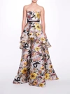 MARCHESA TIERED FLORAL GOWN